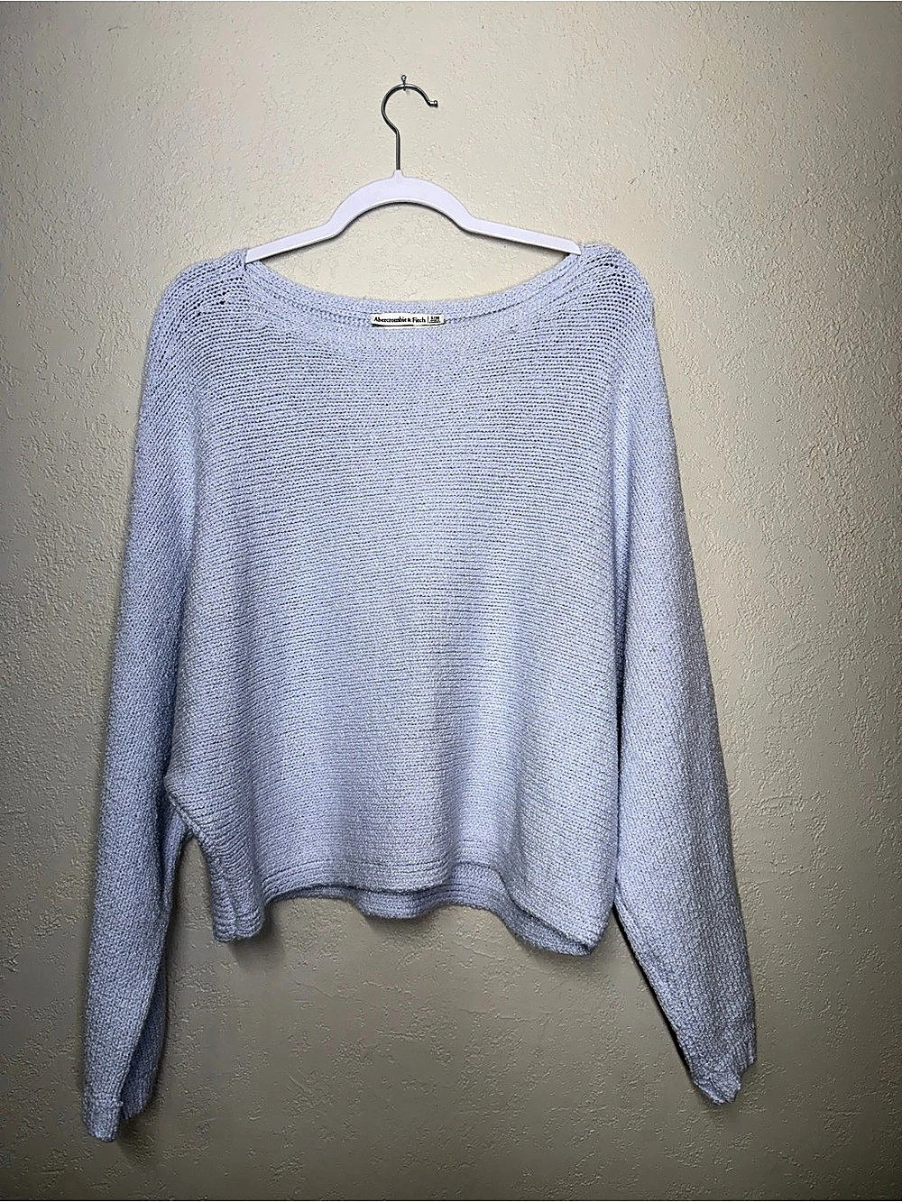 Abercrombie & Fitch Merino Wool-Blend Slash Sweater Purple Small